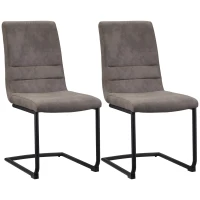 HOMCOM eetkamerstoel, set van 2 accentstoelen, keukenstoelen, gestoffeerde microvezelstof, woonkamerstoel voor eetkamer, retro design, staalbruin, 42 x 64 x 90 cm(m-1)