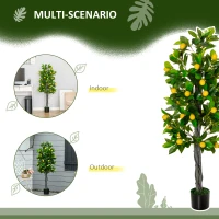 HOMCOM Artificial Lemon Tree Fake Decorative Fruits Plant in Nursery Pot for Indoor Decor(m-5)