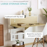 HOMCOM Birou suspendat, pliabil cu compartimente de depozitare pentru spatii mici, alb(m-5)