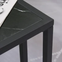 HOMCOM C Shape Bedside Table w/Metal Frame Marble-Effect Top Sofa Narrow Snack End Table for Living Room, Black(m-11)