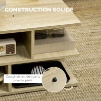 HOMCOM Table basse salon table basse carrée table de salon 2 niveaux avec espace de rangement 70 x 70 x 36,5 cm bois naturel(m-6)