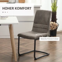 HOMCOM eetkamerstoel, set van 2 accentstoelen, keukenstoelen, gestoffeerde microvezelstof, woonkamerstoel voor eetkamer, retro design, staalbruin, 42 x 64 x 90 cm(m-6)