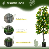 HOMCOM Artificial Lemon Tree Fake Decorative Fruits Plant in Nursery Pot for Indoor Decor(m-4)