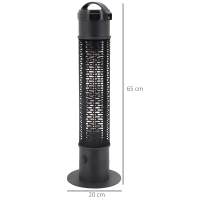 Outsunny Table Top Infrared Outdoor Electric Heater with Cool Touch Felt Mesh Cover, 1.2kW Patio Tower Heater with IP54 Rated Water Resistance, Tip Over Safety Switch, 1.8 m Power Cord(m-3)