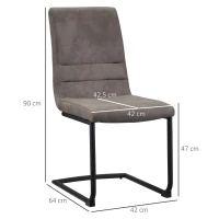 HOMCOM eetkamerstoel, set van 2 accentstoelen, keukenstoelen, gestoffeerde microvezelstof, woonkamerstoel voor eetkamer, retro design, staalbruin, 42 x 64 x 90 cm(m-3)