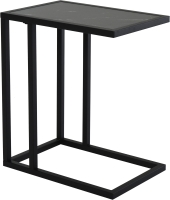 HOMCOM C Shape Bedside Table w/Metal Frame Marble-Effect Top Sofa Narrow Snack End Table for Living Room, Black