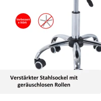 HOMCOM® werkkruk rolkruk in hoogte verstelbaar draaibare kruk bureaustoel in hoogte verstelbaar, PU + metaal, zwart, 50 x 54 x (66-78) cm(m-7)