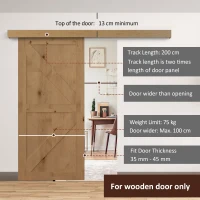 HOMCOM 6.5FT MDF Sliding Barn Door Track Kit Wood Tone(m-4)