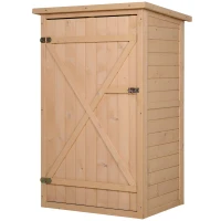 Outsunny 75L x 56W x115Hcm Fir Wood Garden Storage Shed w/ Shelves Wood Tone(m-1)