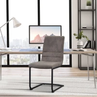 HOMCOM eetkamerstoel, set van 2 accentstoelen, keukenstoelen, gestoffeerde microvezelstof, woonkamerstoel voor eetkamer, retro design, staalbruin, 42 x 64 x 90 cm(m-2)