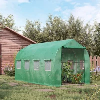 Outsunny 4x2 m Polytunnel Walk-in Greenhouse-Green(m-2)