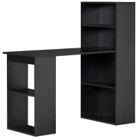 HOMCOM 120cm Modern Computer Desk Bookshelf Writing Table Workstation 6 Shelves - Black(m-1)