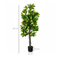 HOMCOM Artificial Lemon Tree Fake Decorative Fruits Plant in Nursery Pot for Indoor Decor(m-3)