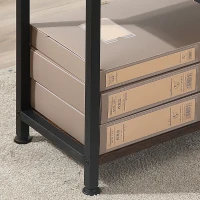 HOMCOM Storage Computer Desk Metal Frame 4-Tier Storage Desk Brown/Black(m-9)