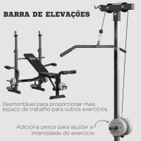 HOMCOM Banco de Pesos Multi Funcional Banco de Musculação Ajustável em 6 Posições 180x134x200cm Prata e Preto(m-6)