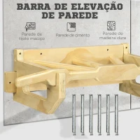 HOMCOM Barra de Elevação de Madeira Barra de Pull Up de Madeira Multi Funcional para Treino Fitness 100x44x25cm Madeira(m-5)