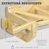 HOMCOM Barra de Elevação de Madeira Barra de Pull Up de Madeira Multi Funcional para Treino Fitness 100x44x25cm Madeira(m-7)