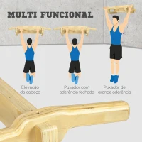 HOMCOM Barra de Elevação de Madeira Barra de Pull Up de Madeira Multi Funcional para Treino Fitness 100x44x25cm Madeira(m-6)