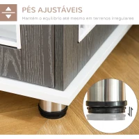 PawHut Gaiola para Cães de Madeira Mesa Auxiliar com Bancada de Armazenamento 2 Portas com Fechadura 85x55x75cm Cinza(m-7)