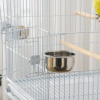 PawHut Gaiola para Pássaros com Rodas Bandeja Amovível Portas Comedouro Poleiro e Prateleira Inferior 50x49x137cm Branco(m-9)