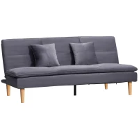 HOMCOM Sofá Cama de 3 Plazas Tapizado de Franela con Respaldo Ajustable Sofá Moderno para Salón Oficina 181x92x84cm Gris(m-1)