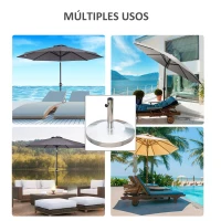 Outsunny Base para Sombrilla de Jardín Acero Inoxidable Peso Neto 25 kg Soporte Pie para Parasol Apto para Postes de Ø35 mm/Ø38 mm/Ø48 mm para Jardín Patio Color Plateado(m-7)