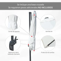 Outsunny Sombrilla de Aluminio Jardín 245x245x248 cm Parasol Excéntrico con Rotación 360° Inclinación de 5 Niveles con Manivela y Ventilación para Patio Terraza Beige(m-7)