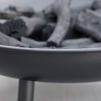 Outsunny Brasero Exterior 90x79,5x28 cm Cuenco de Fuego con Asas de Transporte Atizador 3 Pies y Marco de Acero para Hogueras Leñas Terraza Jardín al Aire Libre Negro(m-8)