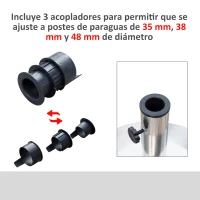 Outsunny Base para Sombrilla de Jardín Acero Inoxidable Peso Neto 25 kg Soporte Pie para Parasol Apto para Postes de Ø35 mm/Ø38 mm/Ø48 mm para Jardín Patio Color Plateado(m-6)