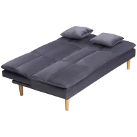 HOMCOM Sofá Cama de 3 Plazas Tapizado de Franela con Respaldo Ajustable Sofá Moderno para Salón Oficina 181x92x84cm Gris(m-11)
