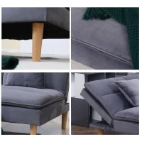 HOMCOM Sofá Cama de 3 Plazas Tapizado de Franela con Respaldo Ajustable Sofá Moderno para Salón Oficina 181x92x84cm Gris(m-8)