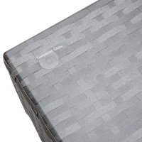 Outsunny Conjunto de Jardín de Ratán Sintético con Sofá Esquinero de 2 Módulos Reposapiés y Mesita de Cristal Gris y Azul(m-7)