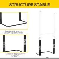 HOMCOM Poteaux de rugby - équipement de rugby - dim. 105L x 63I x 250H cm - châssis métal protections poteaux tissu Oxford garnissage mousse - blanc noir(m-4)