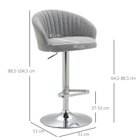 HOMCOM 2er-Set Barhocker im Retro-Design, höhenverstellbar,  360°-Drehfunktion, 51 cm x 51 cm x 88,5-104,5 cm(m-3)