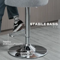 HOMCOM 2er-Set Barhocker im Retro-Design, höhenverstellbar,  360°-Drehfunktion, 51 cm x 51 cm x 88,5-104,5 cm(m-7)