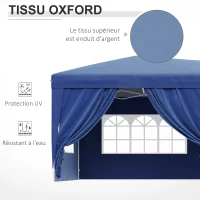 HOMCOM Tonnelle de Jardin pop-up 6 x 3 m Tente d'extérieur Tente de Reception Pliante pavillon chapiteau Barnum avec 4 parois latérales Oxford 210D Bleu Cote demontables(m-6)