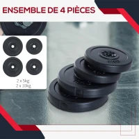 LOT DE 4 DISQUES DE POIDS POUR HALTERE EXERCICE DE FITNESS MUSCULATION 30KG NEUF 12(m-4)