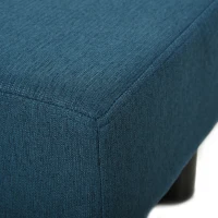 HOMCOM Footstool, Linen Upholstered Footrest, Small Ottoman Foot Rest with Wooden Frame for Living Room, 40 x 30 x 24cm, Blue(m-8)