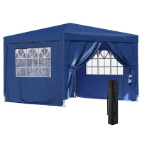 Outsunny Tonnelle pop-up Barnum Tente de réception Pliante 3 x 3 x 2,55 m avec fenêtres + Sac de Transport Bleu(m-1)