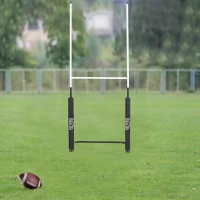 HOMCOM Poteaux de rugby - équipement de rugby - dim. 105L x 63I x 250H cm - châssis métal protections poteaux tissu Oxford garnissage mousse - blanc noir(m-10)