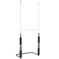 HOMCOM Poteaux de rugby - équipement de rugby - dim. 105L x 63I x 250H cm - châssis métal protections poteaux tissu Oxford garnissage mousse - blanc noir(m-1)
