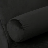 HOMCOM Velvet Upholstered Chaise Longue Sofa w/ Bolster Cushion Black(m-6)