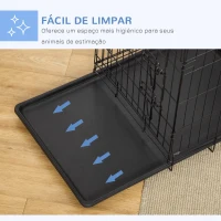 PawHut Gaiola para Cães com 2 Portas Gaiola para Animais de Estimação de Arame Dobrável com Alça de Transporte Aço 76x46x52cm Preto(m-5)