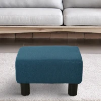 HOMCOM Footstool, Linen Upholstered Footrest, Small Ottoman Foot Rest with Wooden Frame for Living Room, 40 x 30 x 24cm, Blue(m-9)