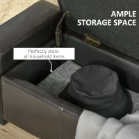 HOMCOM Leather Storage Ottoman, Upholstered Flip-Lip Ottoman Brown(m-4)