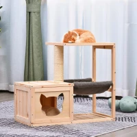 PawHut  Mult-level Cat Tree Scratcher Wooden Kittiy House Activity Center with Condo Box Jumping Platforms(m-10)