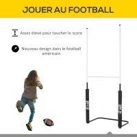 HOMCOM Poteaux de rugby - équipement de rugby - dim. 105L x 63I x 250H cm - châssis métal protections poteaux tissu Oxford garnissage mousse - blanc noir(m-6)