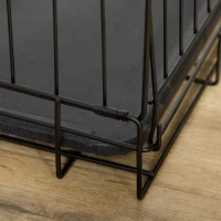 PawHut Gaiola para Cães Pequenos Gaiola para Animal de Estimação Dobrável com 2 Portas Alça de Transporte Bandeja Removível Aço 106x71x76cm Preto(m-9)