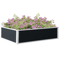 Outsunny Verhoogde Plantenbak met Drainagesysteem, Bescherming tegen Ongedierte, Kunststof, Grijs, 120 x 90 x 30 cm(m-11)