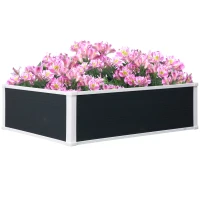 Outsunny Verhoogde Kweekbak, Plantenbak met Drainagefunctie, Bescherming tegen Ongedierte, Kunststof, Grijs, 100 x 80 x 30 cm(m-1)